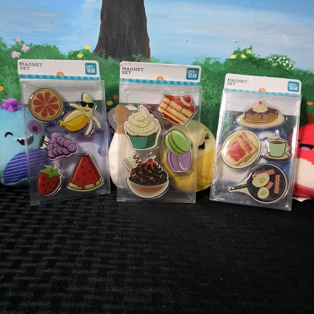 Colorful Food-Themed Magnet Set by Kikkerland 3 Packs!
